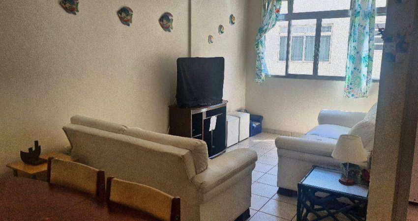 Apto 1 dormitório mobiliado, 47m², 1 vaga, prédio frente mar na Aviação em Praia Grande -SP