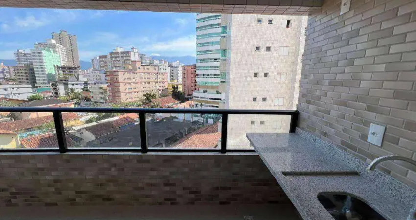 Apto de 1 dormitório com suíte, varanda gourmet e lazer completo no Caiçara em Praia Grande SP.