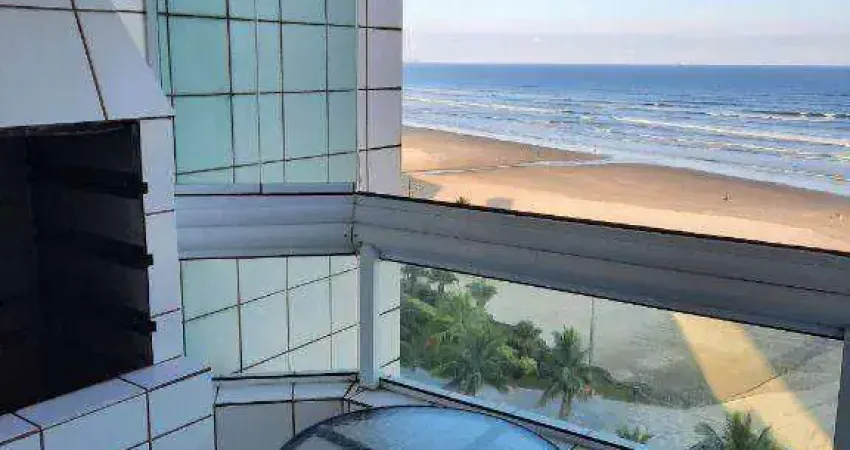 Apartamento de 2 dormitórios sendo 1 suíte com varanda e vista frente mar no caiçara em praia grande sp.