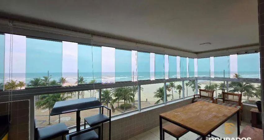 Apto de 3 dorm(s), sendo 1 suíte, mobiliado, varanda gourmet frente mar em praia grande sp,