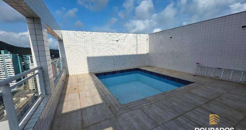 Cobertura com 3 dormitórios, sendo 3 suítes, com piscina, 241 m² vista mar- canto do forte - praia grande/sp