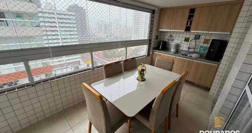 Apartamento de 2 dorm(s), sendo 1 suíte com varanda gourmet na guilhermina em praia grande sp