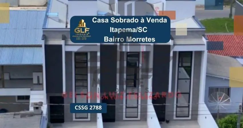 Casa sobrado a venda na cidade de itapema/sc no bairro morretes, com 3 dormitórios sendo 1 suíte e 2 vagas de garagem.