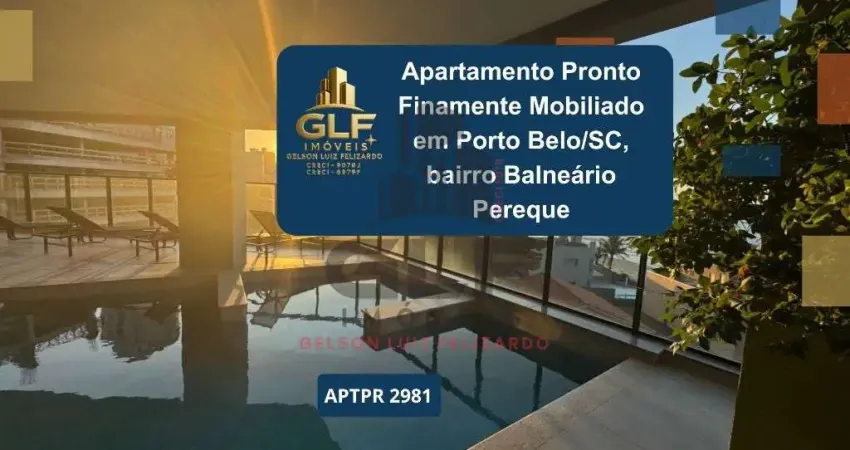 Apartamento pronto finamente mobiliado em porto belo/sc, bairro balneário pereque, 3 suítes e 2 vagas, lazer completo. a apenas 80 metros do mar