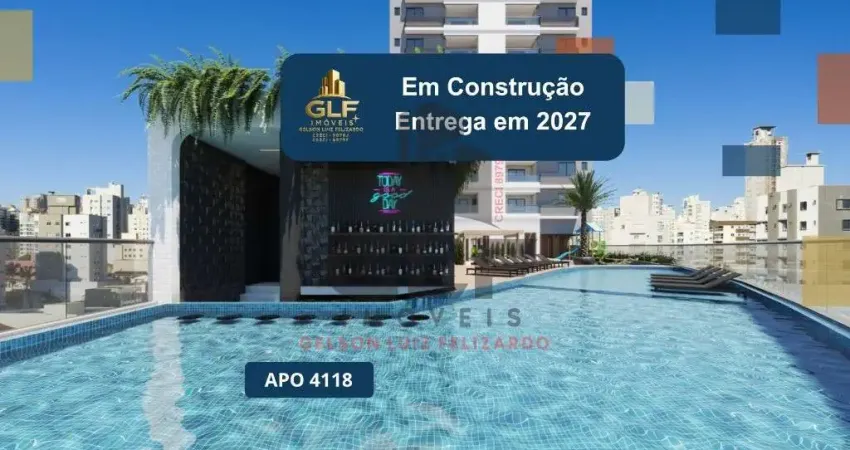 Apto em construção em itapema/sc bairro meia praia, com 83m² sendo 2 suítes, 2 vagas de garagem, com área de lazer
