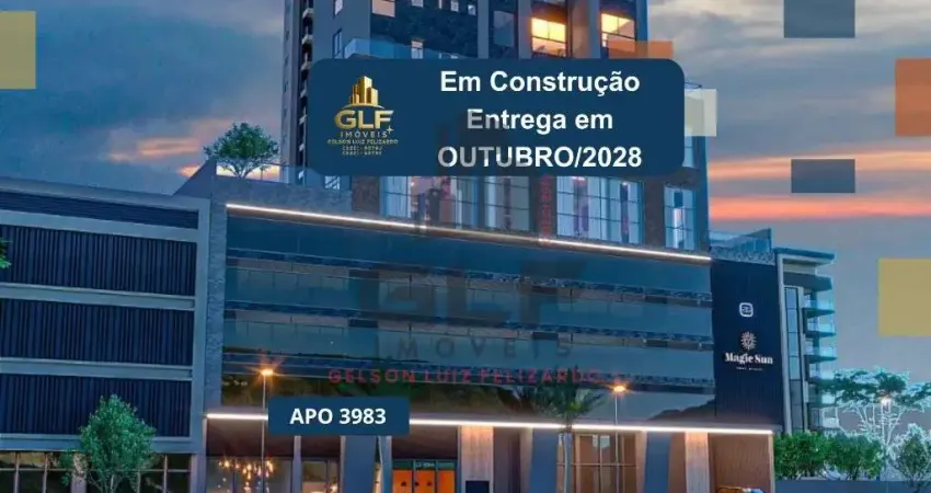 Apto em construção em balneário camboriú, com 185,33m² área privativa sendo 4 suítes, 3 vagas de garagem, área de lazer completa