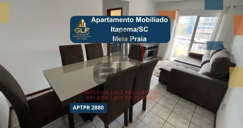 Apartamento pronto mobiliado em itapema/sc no bairro meia praia, 2 quartos/ 1 suíte e 1 vaga de garagem. bem localizado. investir