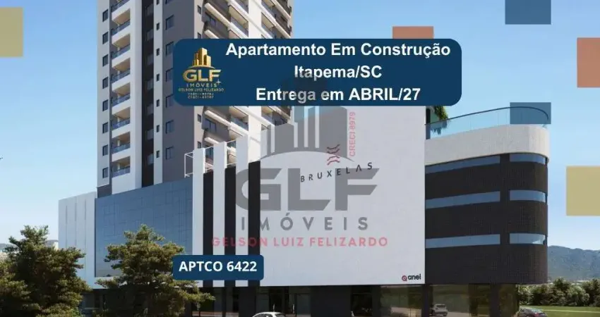 Apto Em Construção em Itapema/SC bairro Meia Praia, com 83m² sendo 2 suítes, 2 vagas de garagem, com área de lazer
