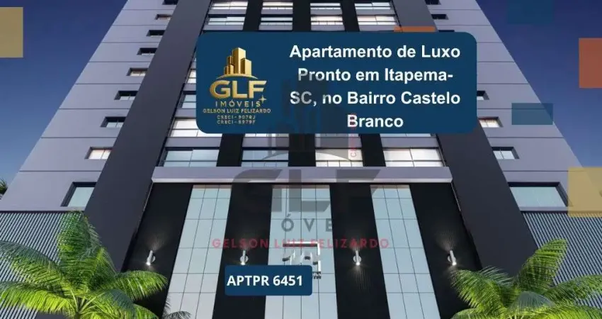 Apartamento de luxo pronto em itapema-sc, no bairro castelo branco: 3 quartos, 3 suítes, 1 banheiro, 2 vagas de garagem, 123,40 m² de área.
