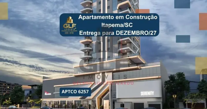 Apartamento em construção em itapema/sc, na meia praia, com 130m², 3 suítes e 2 vagas de garagem, a 500m do mar, com lazer completo. investimento!