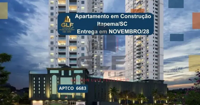 Apartamento em construção à venda em itapema-sc, meia praia: 3 quartos, 1 suíte, 1 banheiro, 100,88 m² de área.