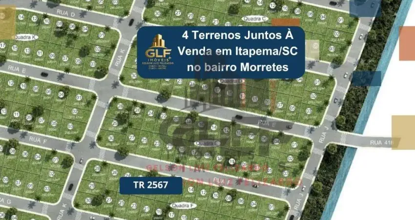 4 terreno juntos a venda na cidade de itapema/sc no bairro morretes, com metragem de 200 m² cada lote, totalizando 800 m² total. cada lote é 10 x 20