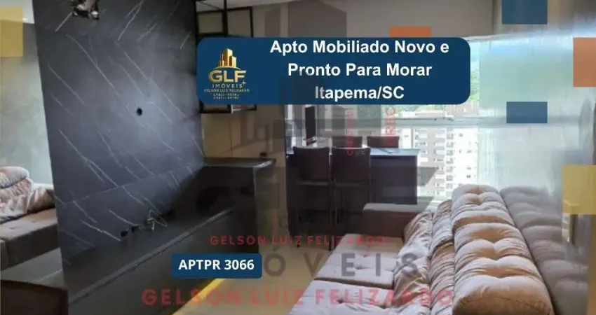 Apto pronto e mobiliado em itapema/sc com 70m² área privativa, com 2 dormitórios sendo 1 suíte, 1 vaga de garagem, área de lazer completa