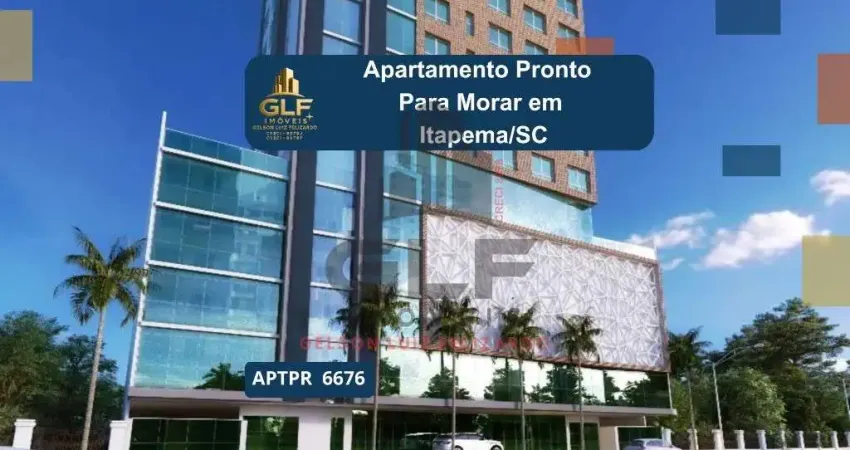 Apartamento pronto, imperdível oportunidade de investimento em itapema-sc: apartamento de 2 quartos na meia praia, 1 vaga de garagem!