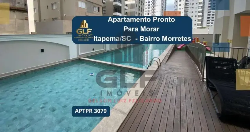 Apartamento pronto a venda em itapema/sc bairro morretes, com 120m² área privativa, com 3 dormitórios sendo 1 suíte, área de lazer completo