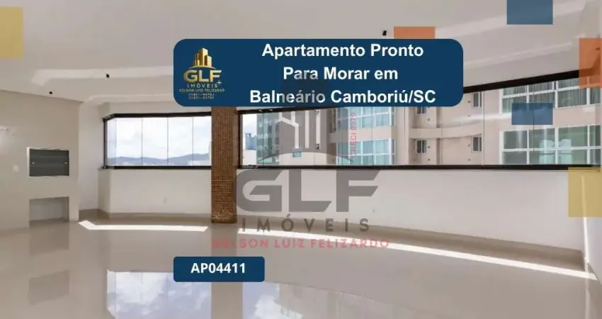 Apartamento em pronto para morar em balneário camboriú/sc com 150,48m² área privativa sendo 4 suítes 3 vaga de garagem, área de lazer completa