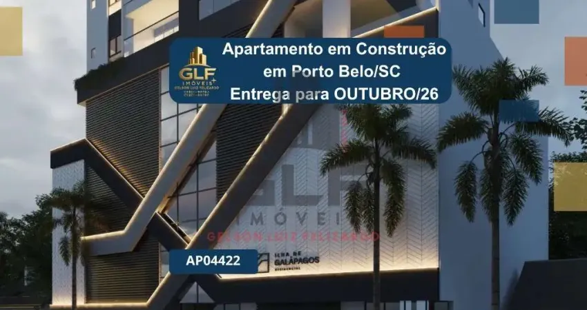 Apartamento em construção em porto belo/sc com 80,38m² área privativa sendo 2 suítes ,2 vagas de garagem lazer completo