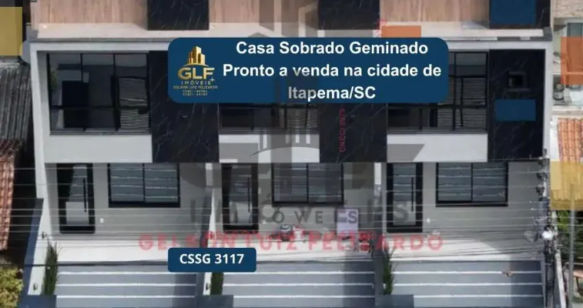 Casa sobrado geminado a venda na cidade de itapema/sc no bairro morretes, com 3 dormitórios e 2 vagas de garagem. ótima localização.