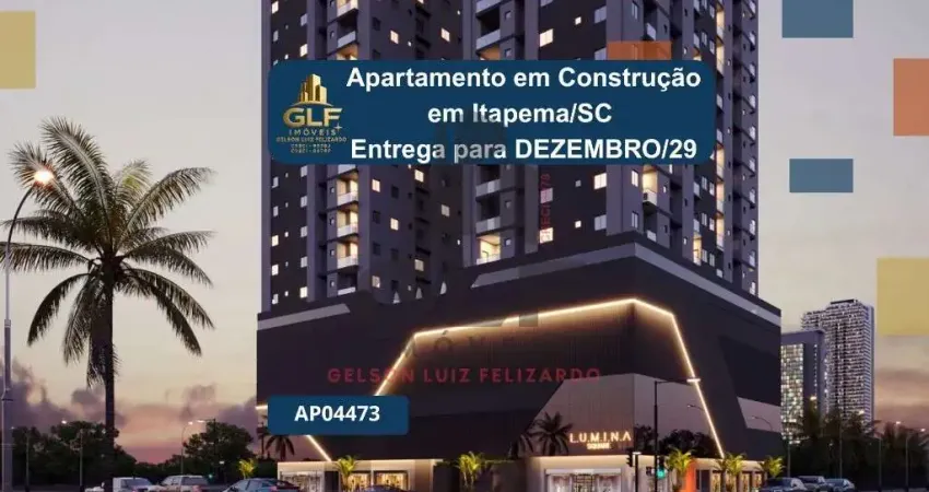 Apartamento em construção em itapema/sc com 70m² área privativa sendo 2 suítes 1 vaga de garagem, área de lazer completa