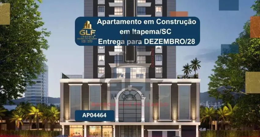 Apartamento em construção em itapema/sc com 69,72m² área privativa sendo 2 suítes 1 vaga de garagem, área de lazer completa