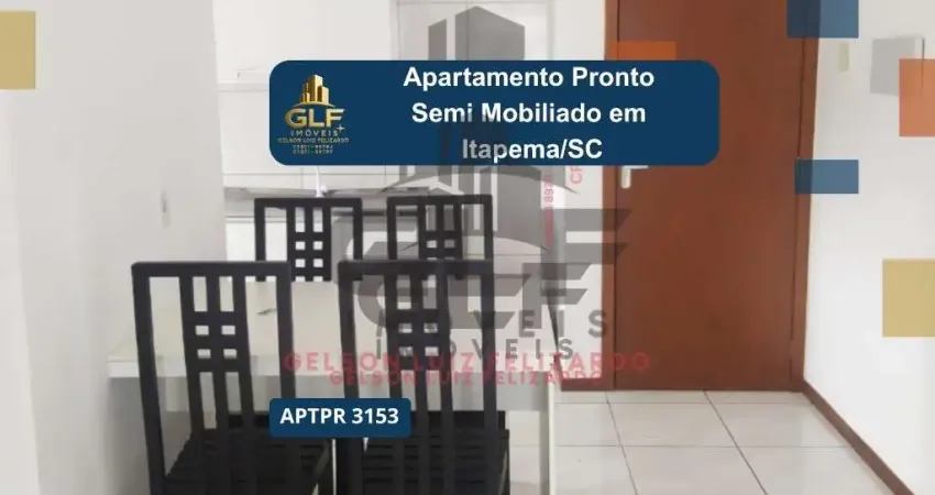 Apartamento pronto semi mobiliado em itapema/sc no bairro casa branca, com 2 dormitórios e 1 vaga de garagem. bem localizado.