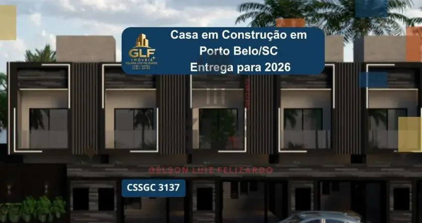 Casa sobrado geminado a venda na cidade de porto belo/sc, no bairro jardim dourado. casa com 2 suítes e 2 vagas de garagem. bem localizado