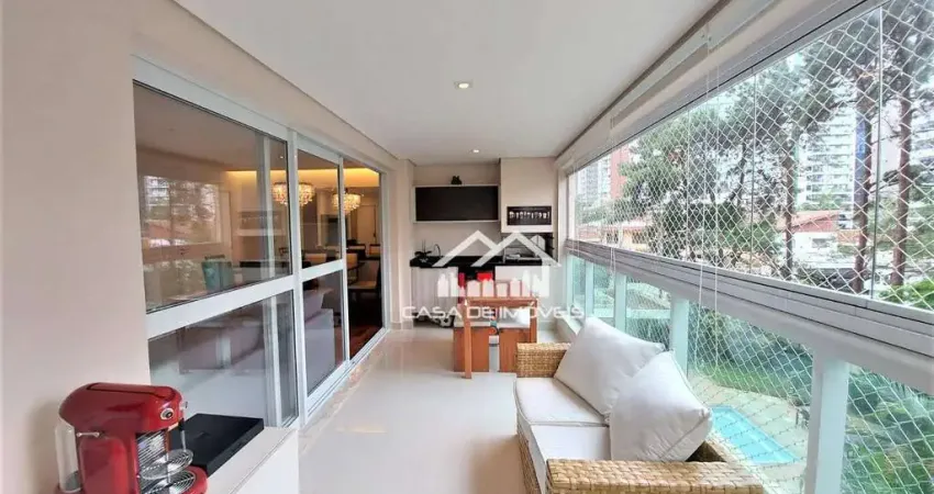 Vende apartamento com 125m², 3 suítes, 2 vagas, depósito e lazer, no Brooklin