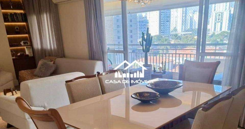Aluga apartamento 3 suítes, mobiliado, varanda gourmet, churrasqueira, ar condicionado, lazer completo, elevador privativo, brooklin