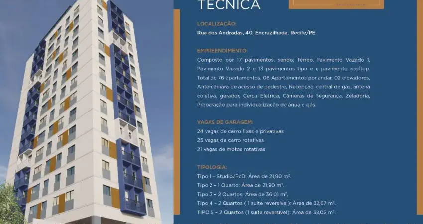 Flat com 1 quarto à venda na Rua dos Andradas, 1, Encruzilhada, Recife
