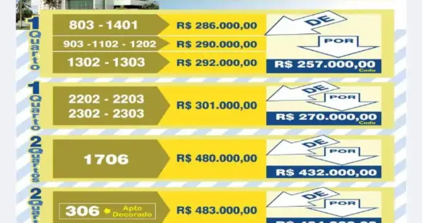 Unidade 1706 de 2 quartos de 480.000 por 432.000 em barra classic home service em barra de jangada