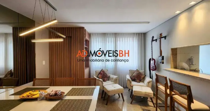 Apartamento com área 64m², 02 quartos, 01 suíte, varanda, 02 vagas, prédio com lazer completo, na Savassi
