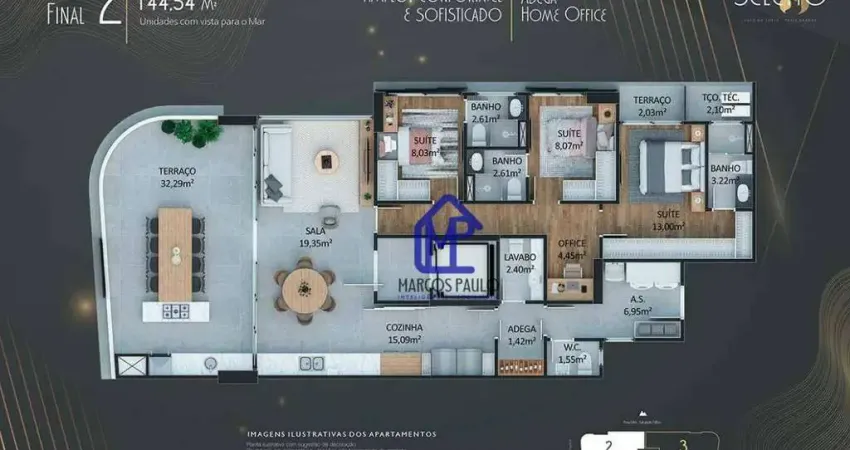 Apartamento com 3 dormitórios à venda, 145 m² por r$ 1.788.312,76 - canto do forte - praia grande/sp