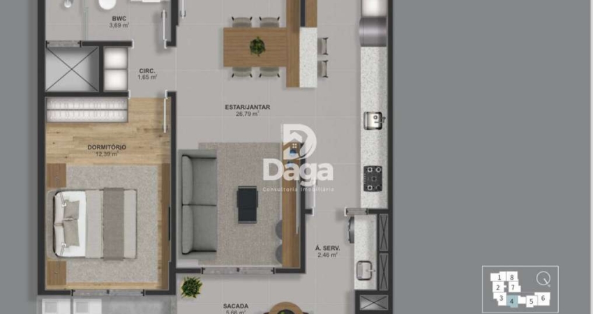Apartamento com 1 quarto à venda na Rua Xangrilá, 800, Barreiros, São José