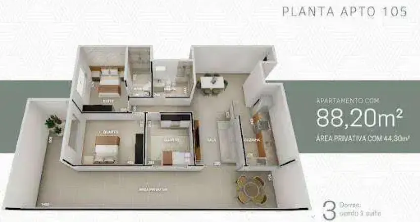 Apartamento com 3 quartos à venda na Vila dos Técnicos, Timóteo 