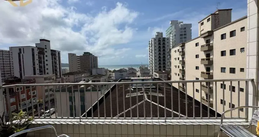 Apto 2 dorms, 1 suite, 1 vaga, 92,95m2, vista mar, guilhermina, 170m da praia