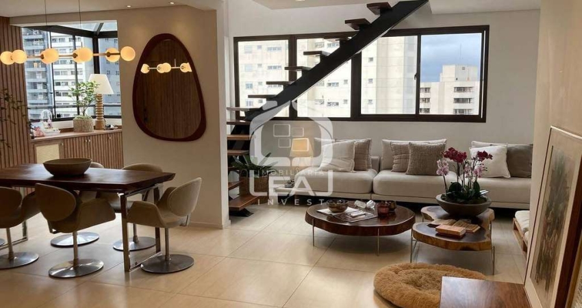 Cobertura  Duplex Cinematográfica Mobiliada  à Venda, 183 m², 2 Suítes, Lavabo, Depósito e 3 Vagas
