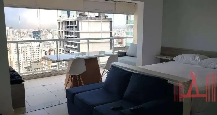 Studio mobiliado para locação com 1 dormitório, 1 vaga de garagem, com 42 m² - consolação