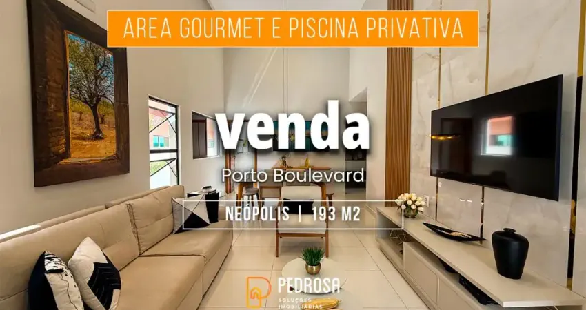 Casa térrea a venda com 193 m2 | R$ 1.290 M | 3 suítes | Recém construída | 4 vagas | Energia Solar em Neópolis