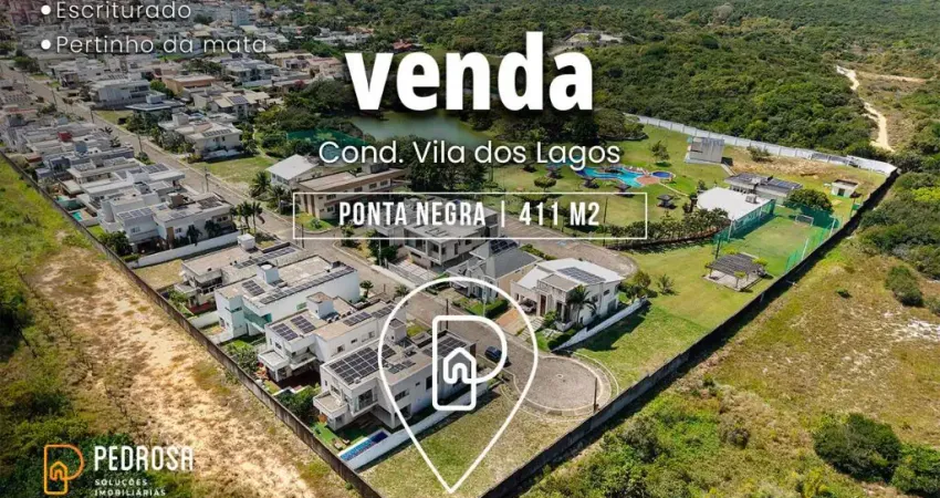 Lote plano a venda com 411 m2 no condominio vila dos lagos em ponta negra