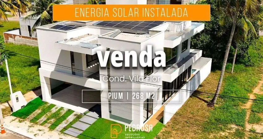 Condominio vila flor | venda casa | 268 m2 | r$ 1.390 m | 4 suítes | piscina | energia solar