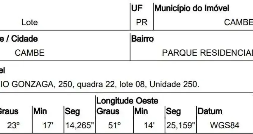 Oportunidade única em cambe - pr | tipo: terreno | negociação: leilão | situação: imóvel