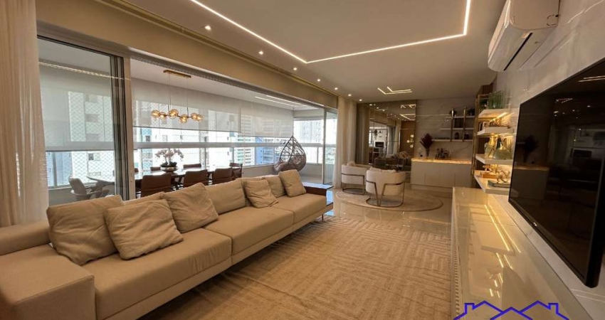 Luxuoso apartamento de 4 quartos no Setor Bueno, Goiânia-GO: 4 suítes, 3 salas, 6 banheiros, 3 vagas de garagem, 215m².