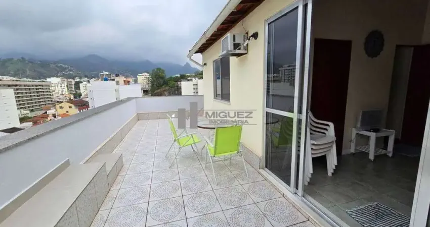 Excelente cobertura a venda na rua josé higino. varandão, sala ampla em 2 ambientes, banheiro social, 3 quartos, 1 suíte, ambos com armários e climatizados, cozinha espaçosa, área de serviço, 1 vaga d