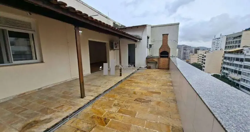 Na Tijuca, cobertura à venda com 2 quartos e vista panorâmica. Imóvel localizado na Rua Uruguai, próximo a comércio e transporte.