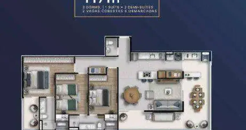 Apartamento com 3 dormitórios à venda, 117 m² - Jardim das Nações - Taubaté/SP