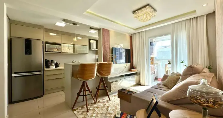 Res. San Diego - Apartamento mobiliado com suíte, sacada com churrasqueira e excelente localização em Barreiros, São José/SC