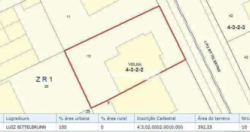 Terreno à venda, 392 m² por R$ 420.000,00 - Velha - Blumenau/SC