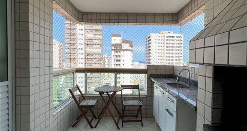 Apartamento Mobiliado amplo 1 dormitório suite andar alto com Sacada com churrasqueira a carvão  e Vista Parcial para o Mar, a 300m da Praia!