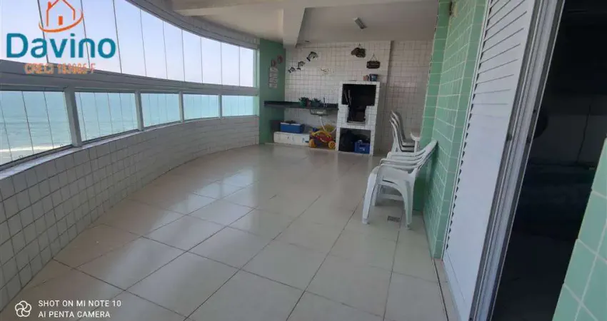 APARTAMENTO MOBILIADO EM PREDIO FRENTE PRAIA, COM VISTA MAR, 2 QUARTOS 1 SUÍTE, SACADA COM CHURRASQUEIRA, PISCINA,