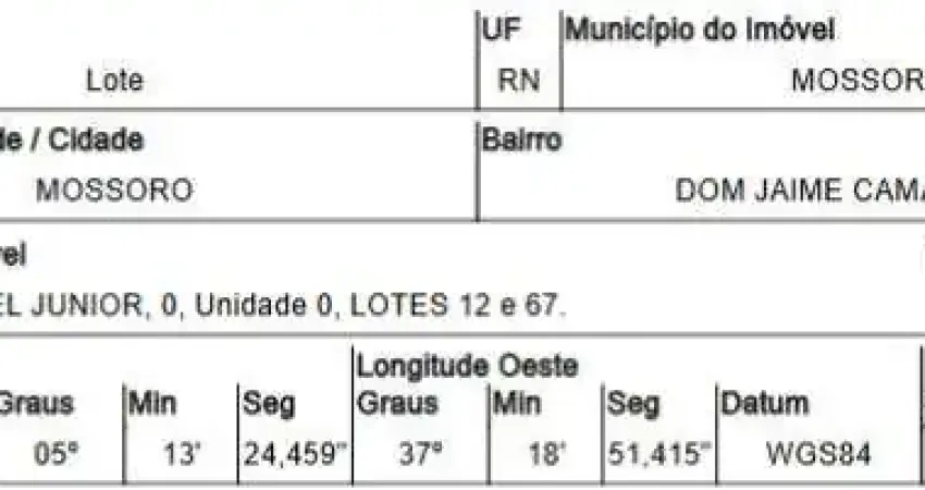 Oportunidade única em mossoro - rn | tipo: terreno | negociação: venda online | situação: imóvel
